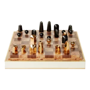 AERIN Faux Shagreen Chess Set, Cream