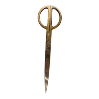 Mid-Century Modern 1960s Sharp Stainless & Brass Scissors For Sale