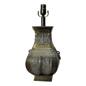 Mid-Century Asian Archaic Bronze Vase Lamp
