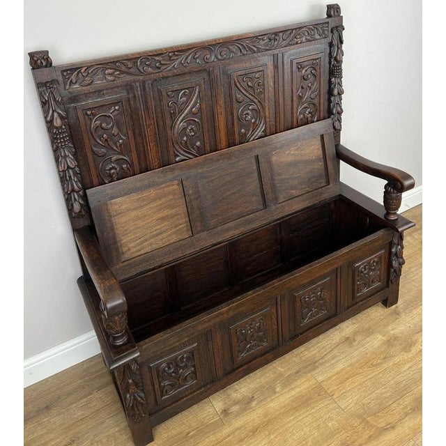 French Style Monks Bench in Oak For Sale - Image 3 of 16