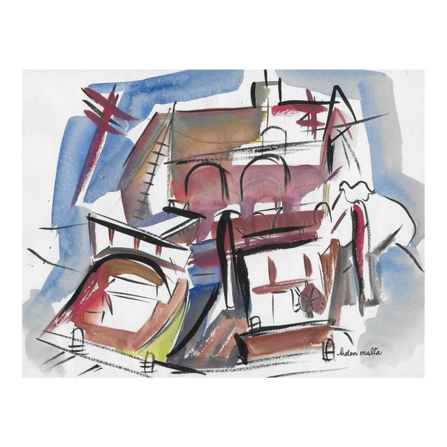 1930s Helen Malta Modern Watercolor For Sale