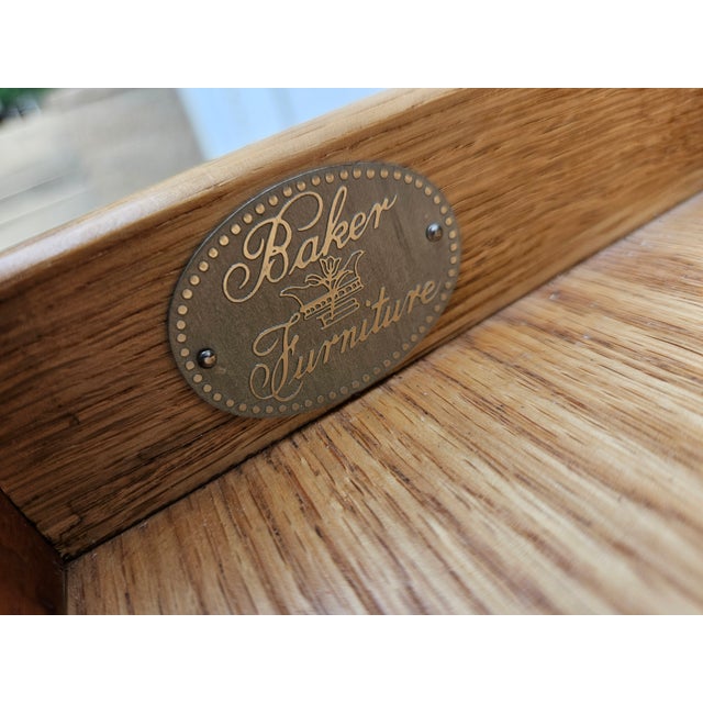 Baker Furniture Mahogany Pembroke Drop-Leaf Side Table Satinwood Inlay For Sale - Image 12 of 12