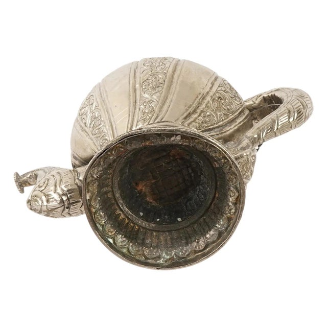 Metal Tibetan Asian Indian Repousse Chased Silver Alloy Ewer For Sale - Image 7 of 9