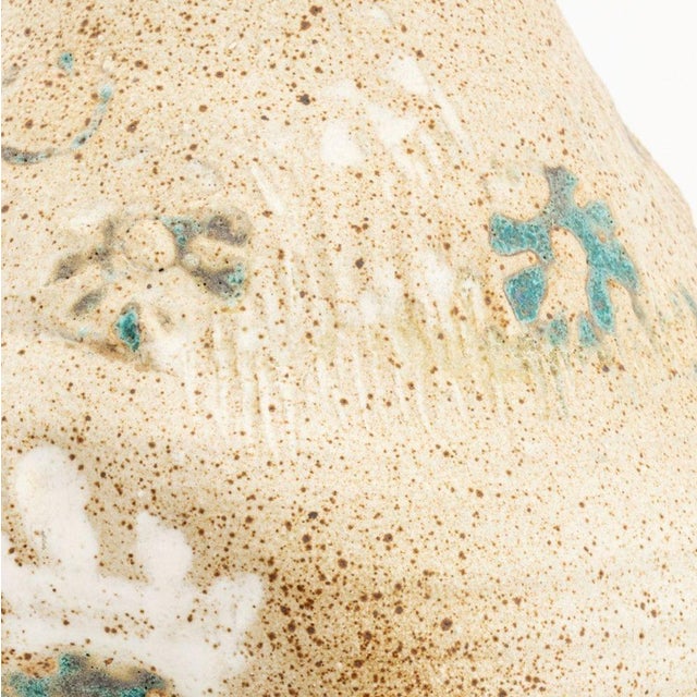 Mid-Century Modern Floral Motif Stoneware Vase For Sale - Image 4 of 6