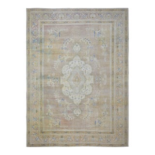 1970s Vintage Persian Handmade Wool Cotton Orange Brown Area Rug For Sale