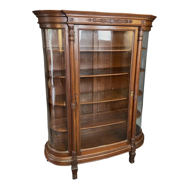 19th Century Solid Walnut Curio / China Chairish