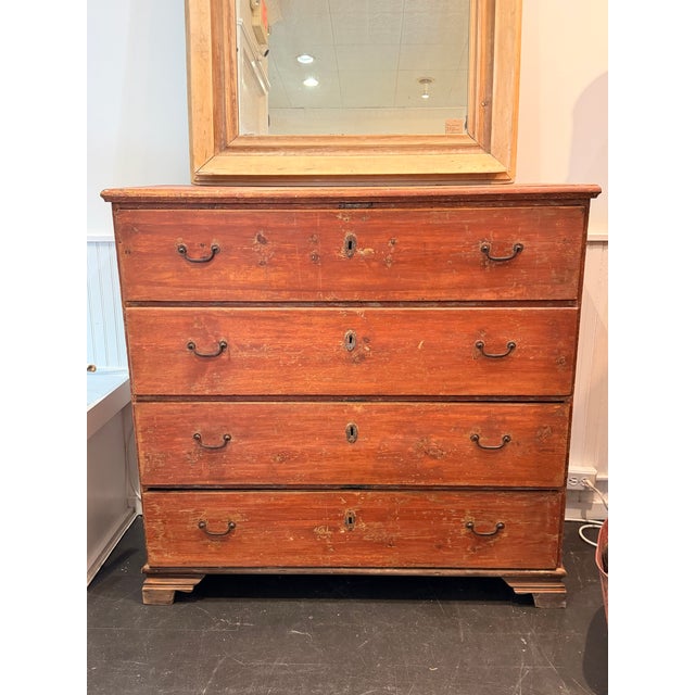 Large handsome dresser with wonderful patina, hand forged original hardware, handles and escutcheons. No keys. Lovely rust...