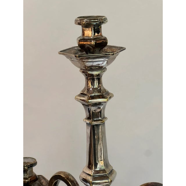 Metal Majestic Grand Silver Chrome Table Candleabras a Pair For Sale - Image 7 of 12