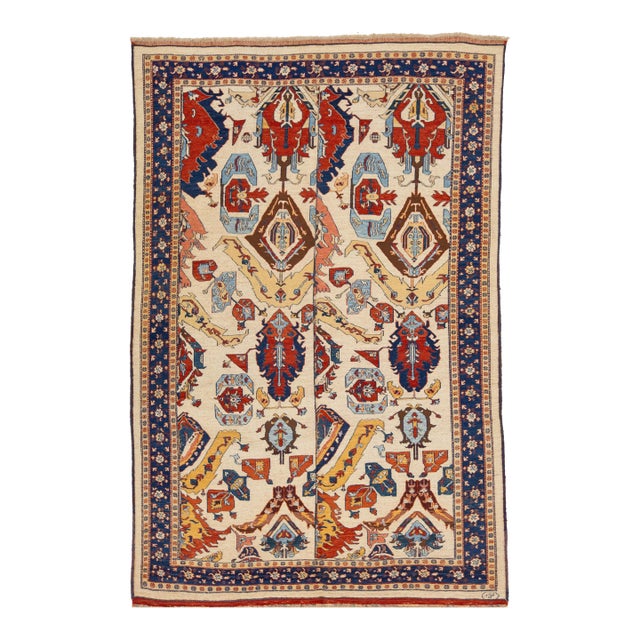 Vintage Handmade Persian Sumakh Wool Rug With Allover Design For Sale