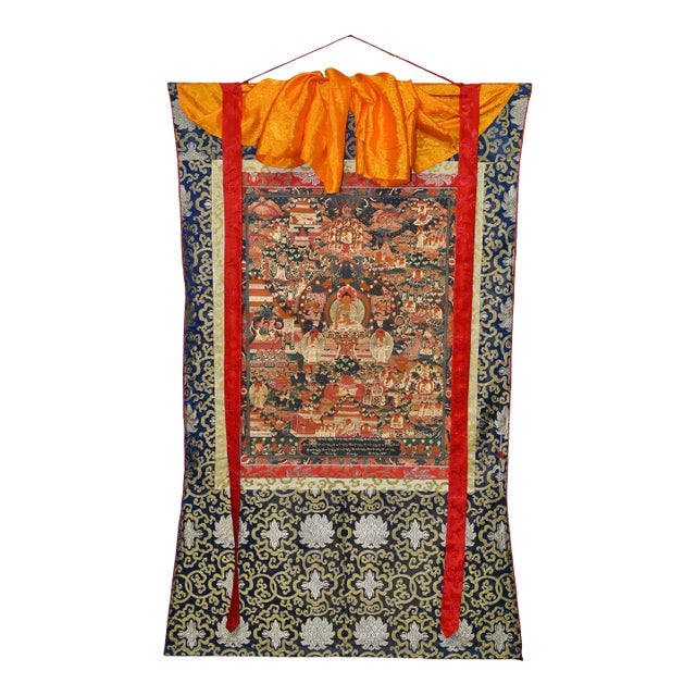 Tibetan Thangka Hand Painted Amitabha For Sale