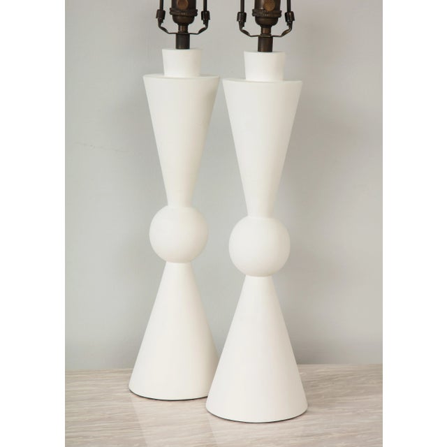 Pair of hand crafted plaster Arlo table lamps. Can be made to order. These are also UL listed. NOTE: We highly recommend...