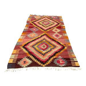 Gorgeous Vintage Turkish Kilim Rug - 74" X 133"