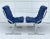 1970s Pair of 1970's Blue Tufted Modern Chrome Lounge Side Chairs For Sale - Image 5 of 12