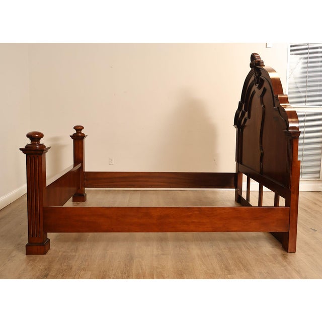 Baroque Style King Size Mahogany High Back Carved Bed Frame For Sale - Image 10 of 18
