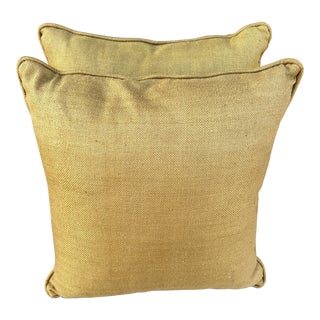 Pair of Rustic Yellow Throw Pillows For Sale