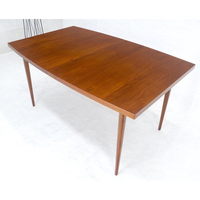 Danish Mid Century Modern Teak Boat Shape Dining Table w/ 3 12" Leaves MINT For Sale - Image 4 of 17