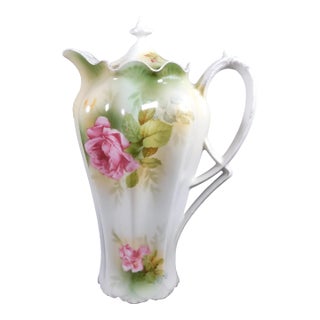 1940s Reinhold Schlegelmilch Green Chocolate Pot With Pink Roses For Sale