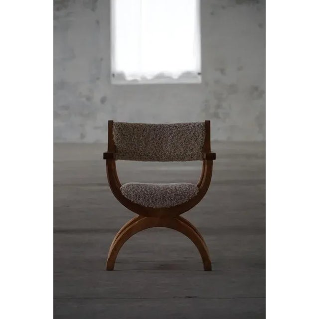 Vintage Kurul Armchair in Oak and Lambswool by Henning Kjærnulf, 1960s For Sale - Image 17 of 18