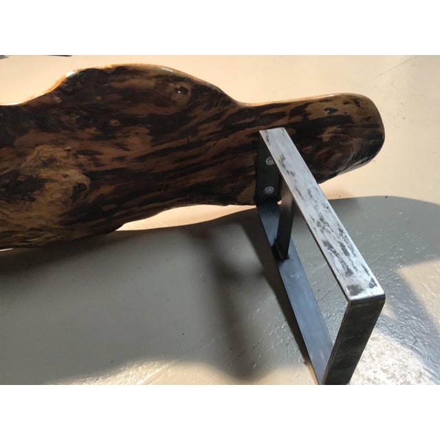 Antique Steel and Chestnut Bench For Sale - Image 4 of 8