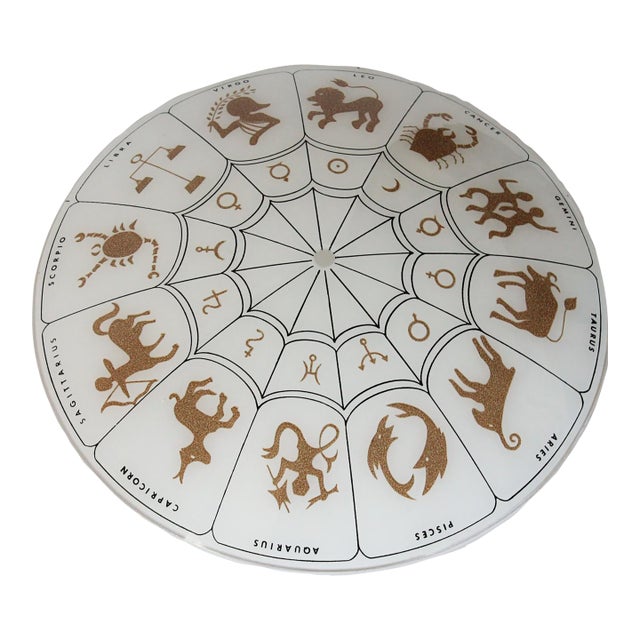 1970’s Zodiac Horoscope Astrology Flush Mount Light Fixture - Glass Cover Only For Sale