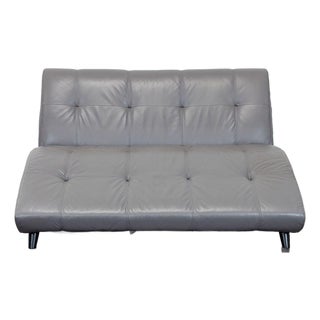 Eq3 Crush Modern Gray Leather Armless Double Sofa/Chaise For Sale