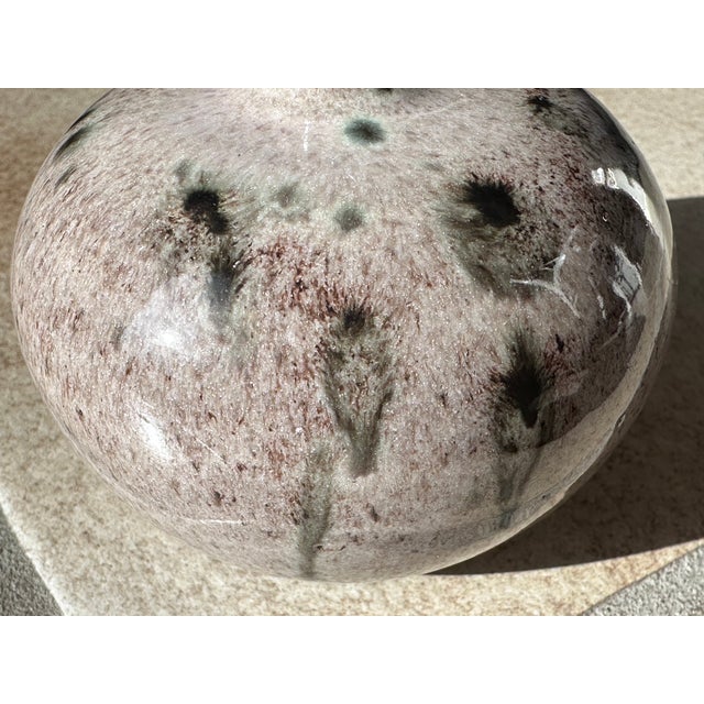 Beige Glossy Glazed Studio Ceramic Vase with Olive-Green Splashes from Serocka, Germany, 1970s For Sale - Image 4 of 9