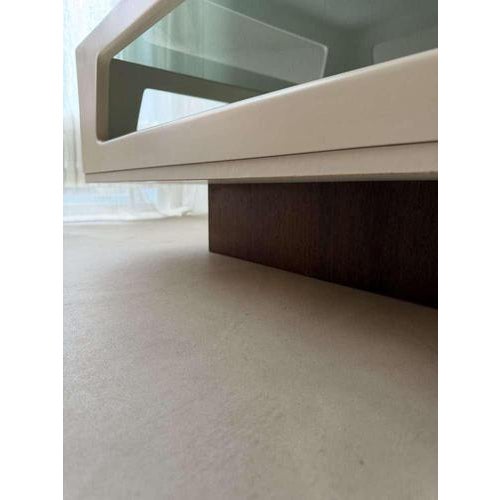 Wood Space Age Coffee Table in White Smoked Glass and Wenge Wood, 1970s For Sale - Image 7 of 11