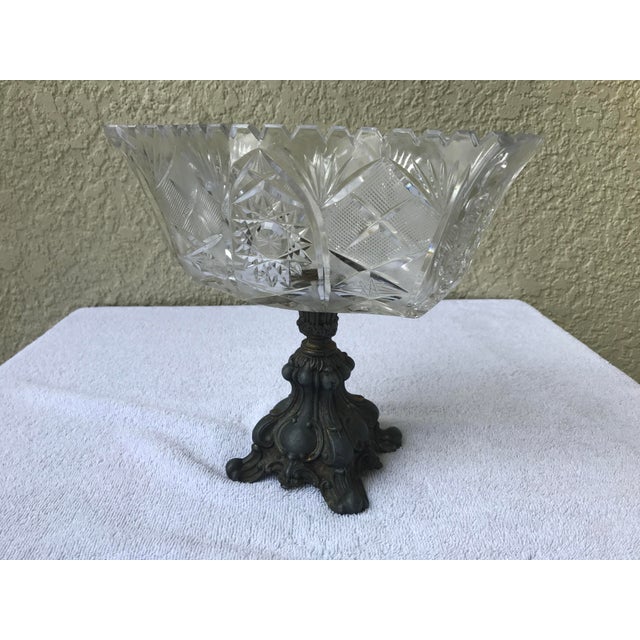 Vintage Footed Glass & Metal Bowl Chairish