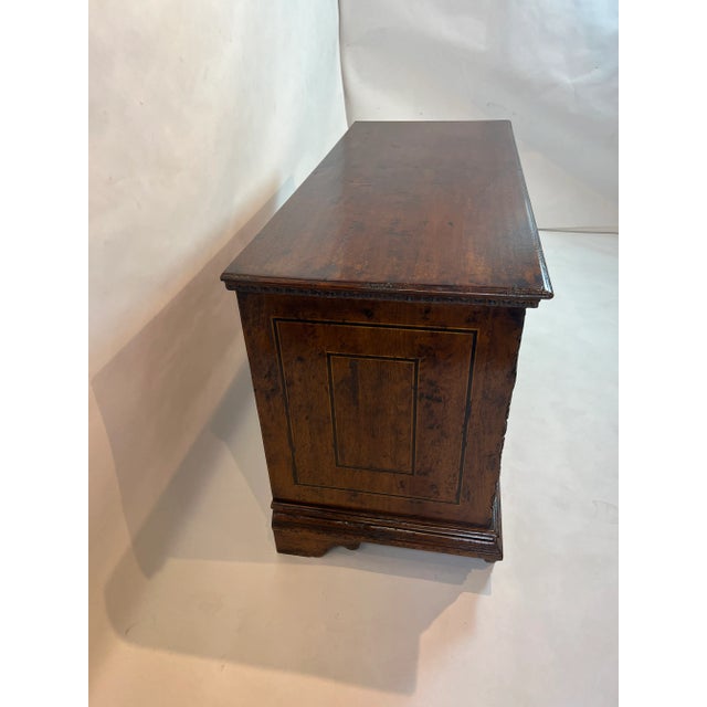 Wood 1990s Vintage Two Drawer Walnut Chest With Maple and Ebony Inlay For Sale - Image 7 of 12