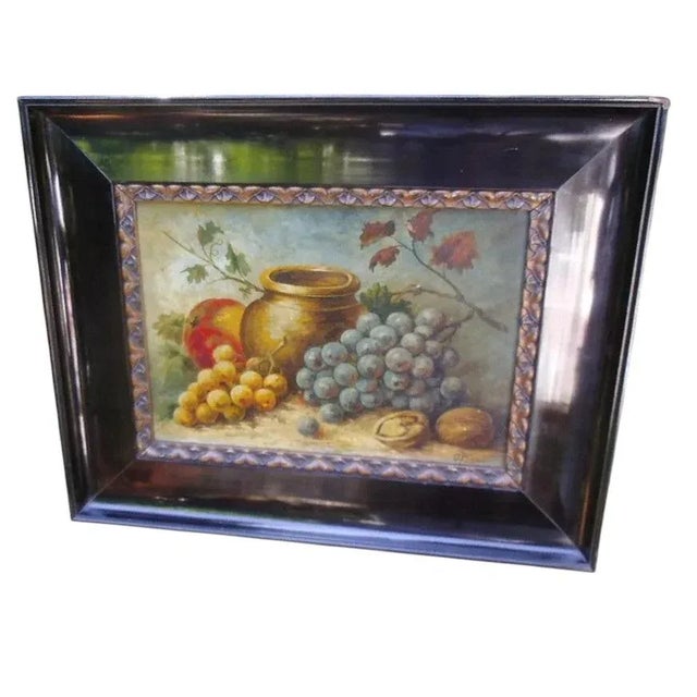 Black Still Life with Grapes, 1890s-1910s, Oil Painting, Framed For Sale - Image 8 of 8