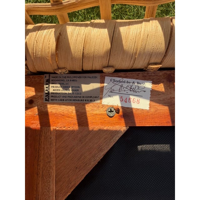 Early 21st Century Palecek Aries Coastal Rattan Lounge Chair With Tan Upholstery For Sale - Image 5 of 6