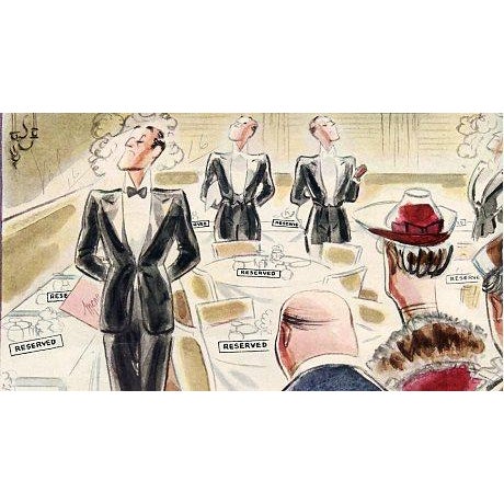 Original vintage New Yorker magazine cover dated August 17, 1940 featuring a City Life and Restaurant theme. Based on an...