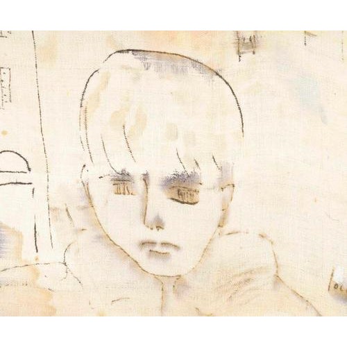 Watercolor on canvas by Jochen Michaelis, untitled, child’s head. 20th-century watercolor on canvas, untitled, child’s...
