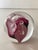 Clear and Magenta Glass Signed Studio Paperweight With Bubble Inclusions For Sale - Image 4 of 10