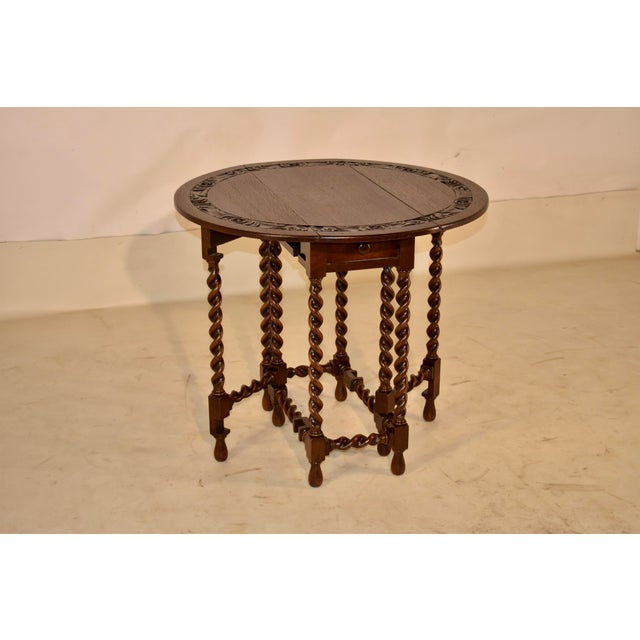 19th Century English Oak Carved Gate-Leg Table For Sale In Greensboro - Image 6 of 10