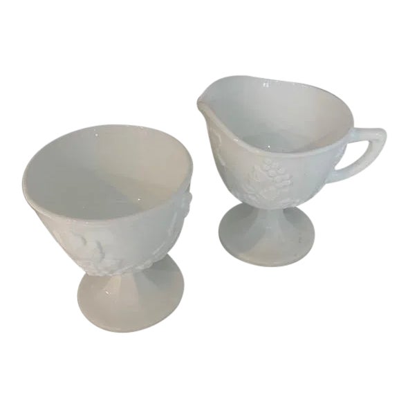 Vintage Mid 20th Century Indiana Glass Company Sugar and Creamer - Set of 2 For Sale