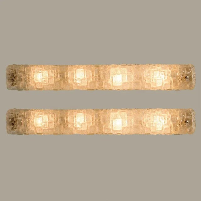 1960s White Clear Bubbled Glass Wall Lights from Hillebrand, 1960s, Set of 2 For Sale - Image 5 of 13