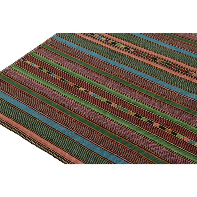 1950s Vintage Persian Palas Kilim in Multicolor Stripes, From Rug & Kilim - 5'10''x9' For Sale In New York - Image 6 of 7