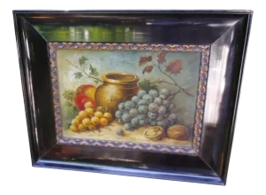 Still Life with Grapes, 1890s-1910s, Oil Painting, Framed