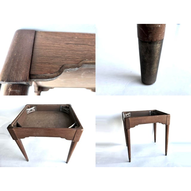 Mid 20th Century Walnut Vanity Bench/Stool With Storage For Sale - Image 13 of 14