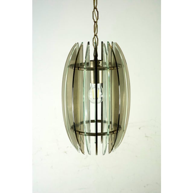 Mid-Century Modern Mid-Century Italian Fume and Clear Thick Glass Chandelier by Veca, Italy, 1960s For Sale - Image 3 of 10