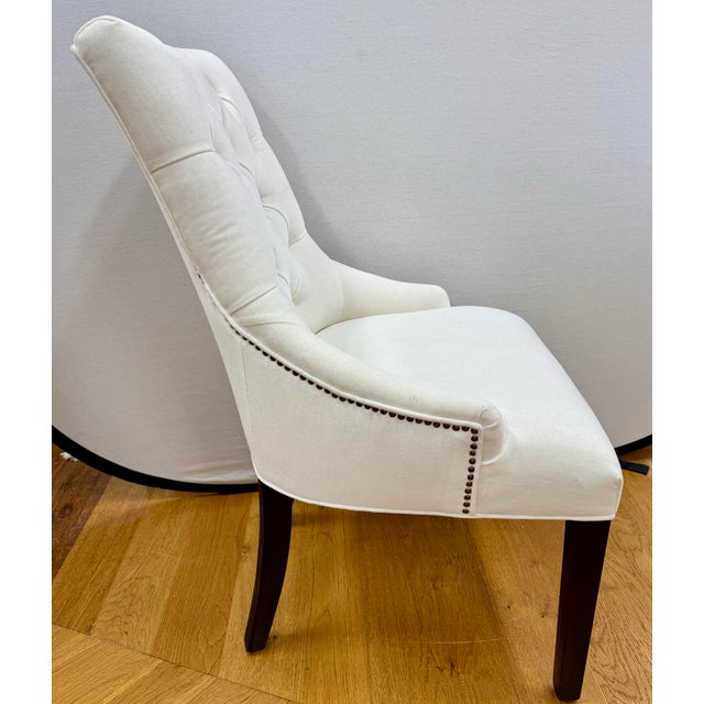 Ivory Set of 6 Restoration Hardware Martine Tufted Velvet Dining Chairs For Sale - Image 8 of 11