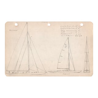 1950s Maine Marine Architectural Drawing on Paper For Sale