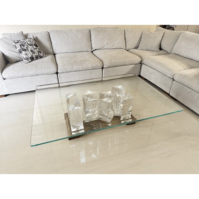 Postmodern Signed Jeffrey Bigelow Lucite & Bronze Coffee Table, C. 1992 For Sale - Image 3 of 12