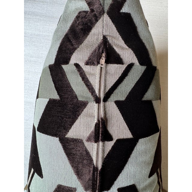 Large custom lumbar pillow with luxurious Brochier, Italy fabric Camouflage pattern, a modern take on traditional...