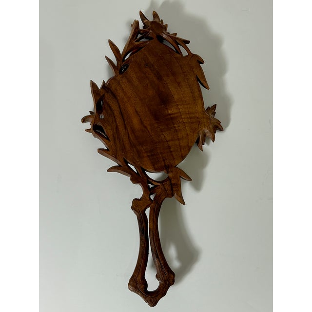 Signed Black Forest Edelweiss Hand Mirror- Circa 1920 For Sale - Image 9 of 9