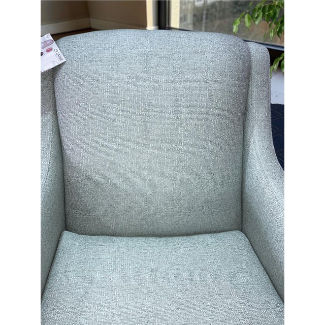 C. R. Laine Kendrick Swivel Chair 545-05sw in Thibaut Everly Spa Blue For Sale - Image 10 of 18