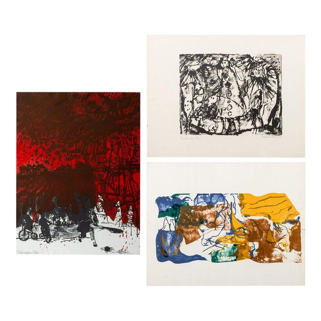 Elfi Schuselka Abstract Composition Screenprint, 3 For Sale