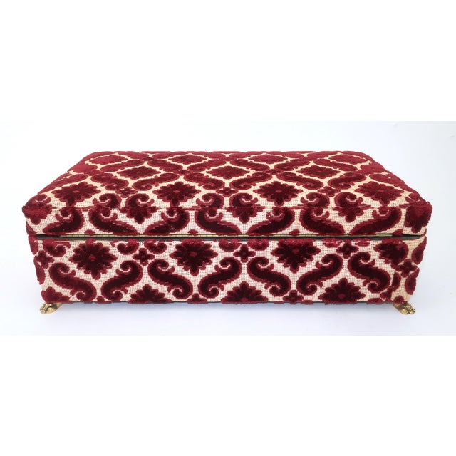Vintage Italian Leather & Ruby Red Cut Velvet Jewelry Box For Sale In Atlanta - Image 6 of 15