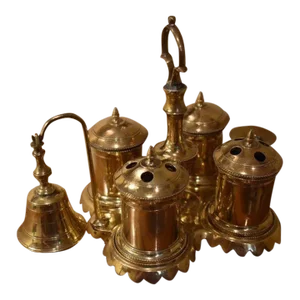 6 Piece Set English Brass Stand Inkstand Last Quarter 18th Century